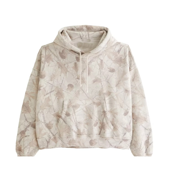 Abercrombie & Fitch Other - Abercrombie & Fitch CAMO Essential Cropped Popover Hoodie Sz XS